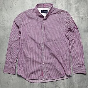 Robert Graham Modern Americana Premium Stripe Shirt Mens XL Red Fitted Flip Cuff